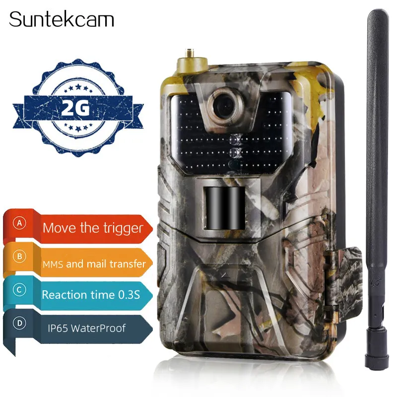 Kamery myśliwskie Outdoor 2G MMS SMS P Trail Wildlife Camera 20mp 1080p Nocna wizja komórkowa komórkowa HC900M bezprzewodowa PO pułapka 230603