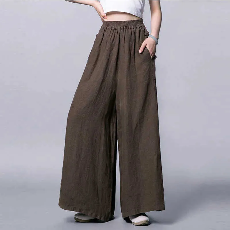 Capris Lucifer 2022 Summer Wide Leg High Waist Breathable Cotton Linen Women's Loose Casual Ankle Pants P230602