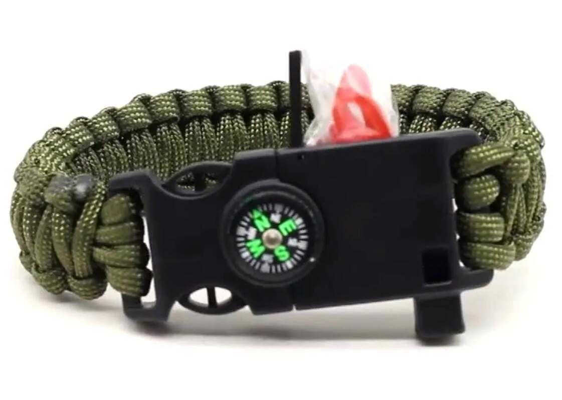 braccialetto multifunzionale fatto a mano con paracadute Braccialetti sportivi da campeggio all'aperto Best Mens 550 Paracord Bracciale con fischietto esca per amo da pesca