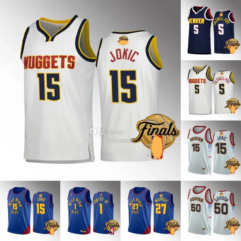 Denvers Nugget 15 Jokic 2023 Finals Basketball Jersey Jamal Murray Michael Porter Aaron Gordon Caldwell Pope Zeke Nnaji Jeff Green Bones Hyland city Edition Jerseys