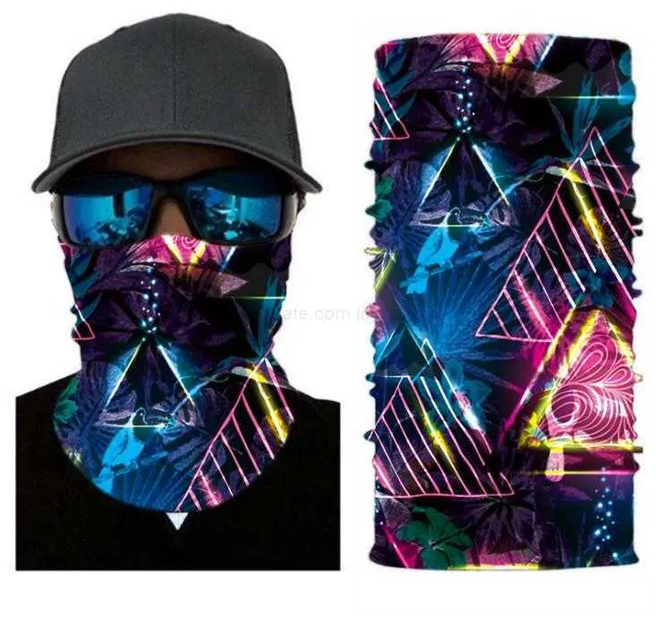 Ice Silk Camo Printing Face Covering Magic Scarves Head Wraps Warmer Headwear Neck Gaiter Microfiber Neck Tube Cool Bandana Scarf Dammtätmasker