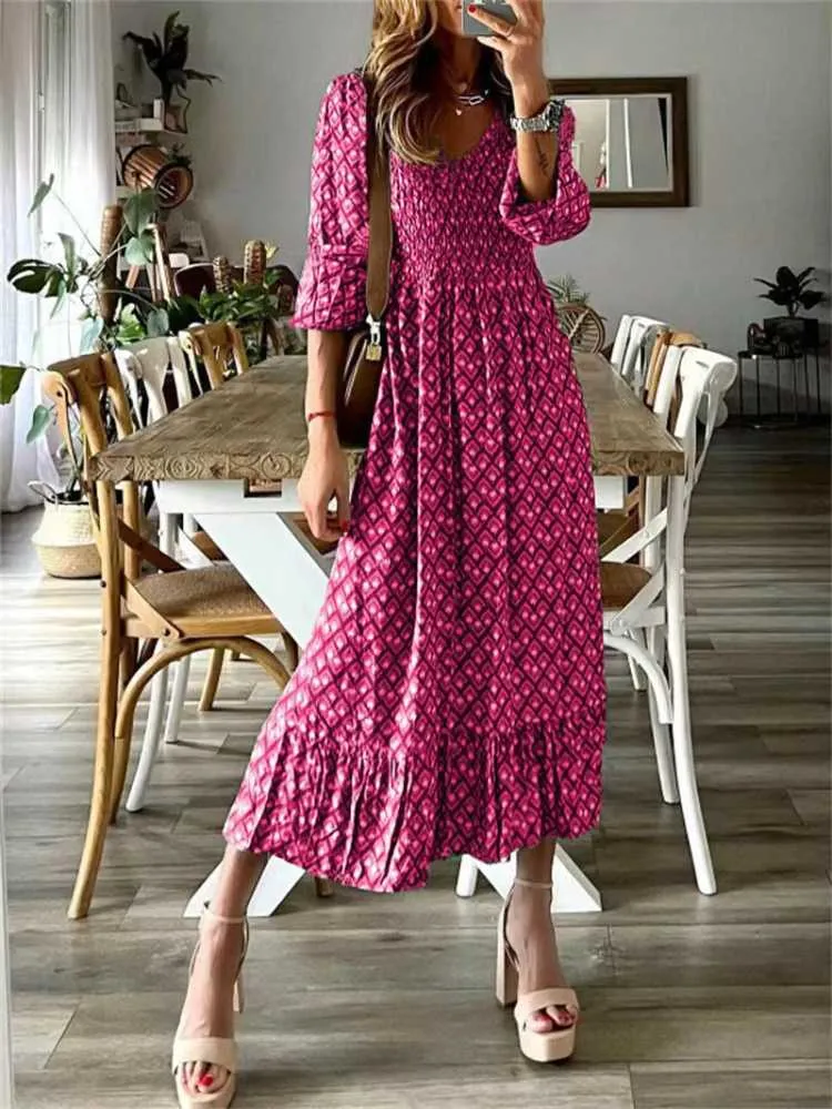 Summer Dress Women Casual Mid-Calf A-Line Dress with Puff Sleeve and Empire  Waist in Polyester from Dhgate Basic & Casual Dresses