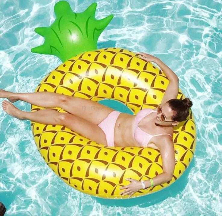 Giant inflatable swim ring floats swim pool seat rings adult water sports beach toy floating pineapple lounger sofa chair