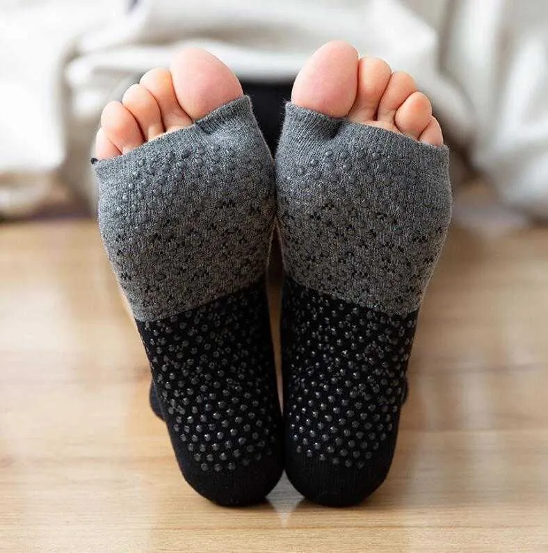 3 Paia Calzini Yoga Donna Con Grip Antiscivolo - Taglie M, L, XL - Per Pilates, Fitness, Caviglia - Cotone Traspirante - 5