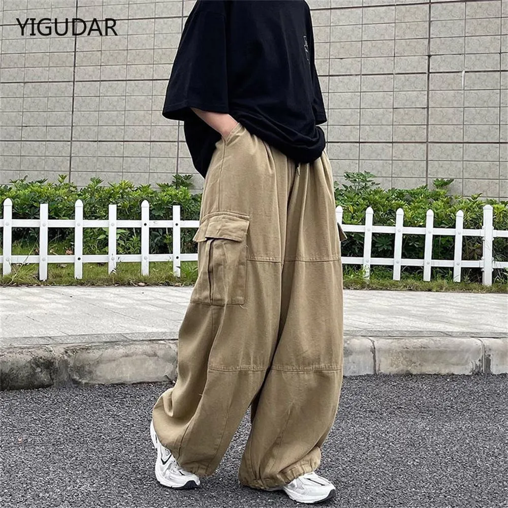 Broek Harajuku Vintage Wijde pijpen jeans Broek Mannen Casual Joggers Harembroek Witte Cargo Broek Skateboard Broek 2022 Streetwear