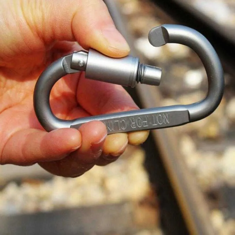 Großer Outdoor-Camp-D-Aluminium-Karabiner mit Karabinerhaken, Karabinerring, Schlüsselanhänger, Schlüsselanhänger, Wandern, Aluminium-Metall-Edelstahl-Karabiner