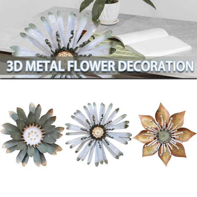 Decorazioni da giardino 1 pezzo Fiore in metallo Arte della parete Scultura da appendere Ornamento floreale 3D Decorazione per recinto per soggiorno all'aperto per interni