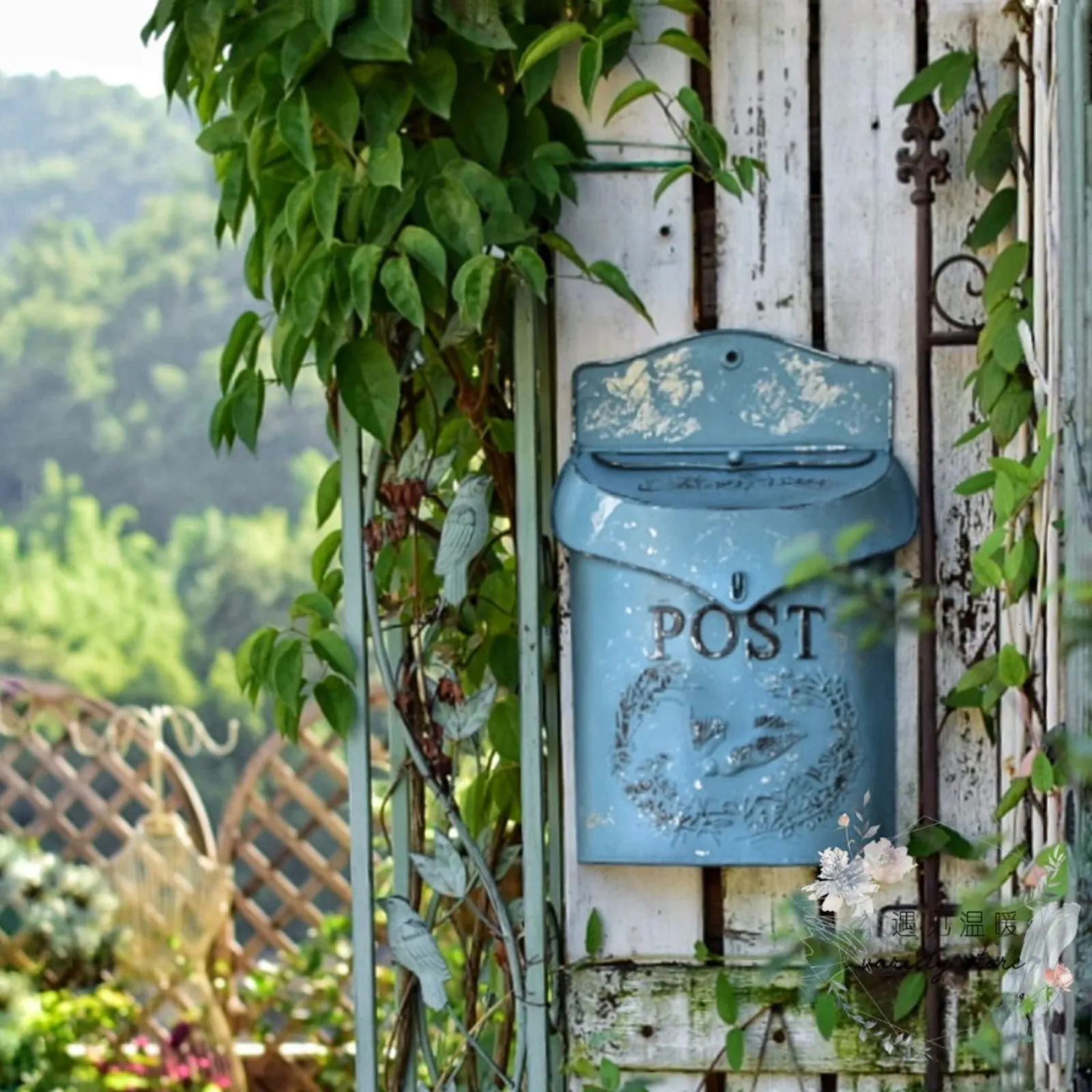 Retro Rural Wall Mounted Mailbox Farmhouse Metal Post Letter Box Garden