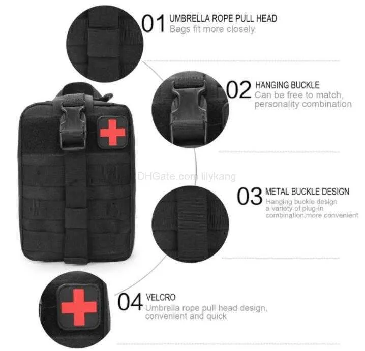 Överlevnadspåse utomhus medicinsk låda stor storlek SOS -väska/paket taktisk armé första hjälpen väska medicin