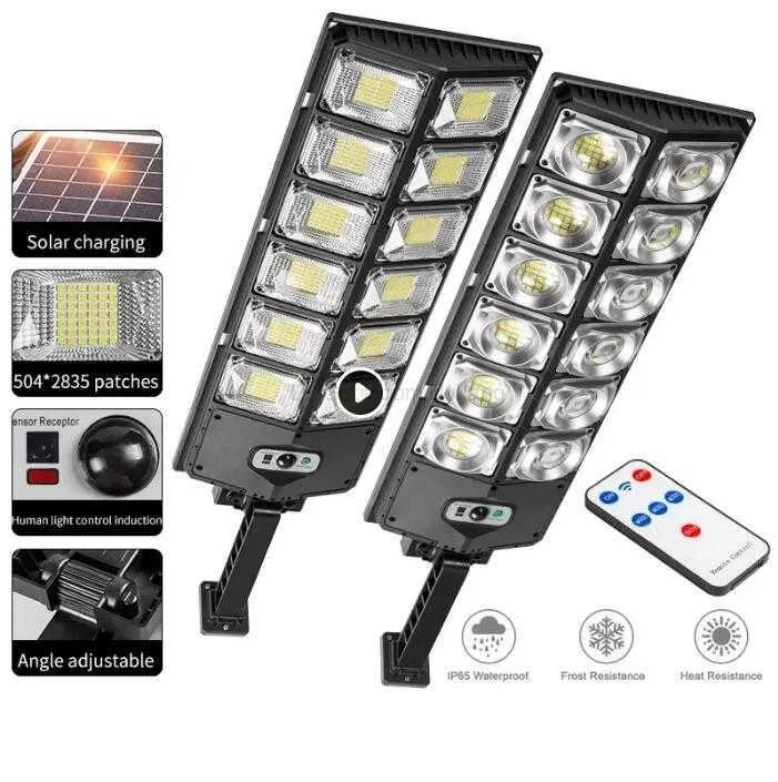 Lanterne de camping super lumineuse Solaire Stree Light Applique murale LED 504led 50w Étanche IP65 Rue Route Jardin Radar Capteur de mouvement Éclairage Alkingline