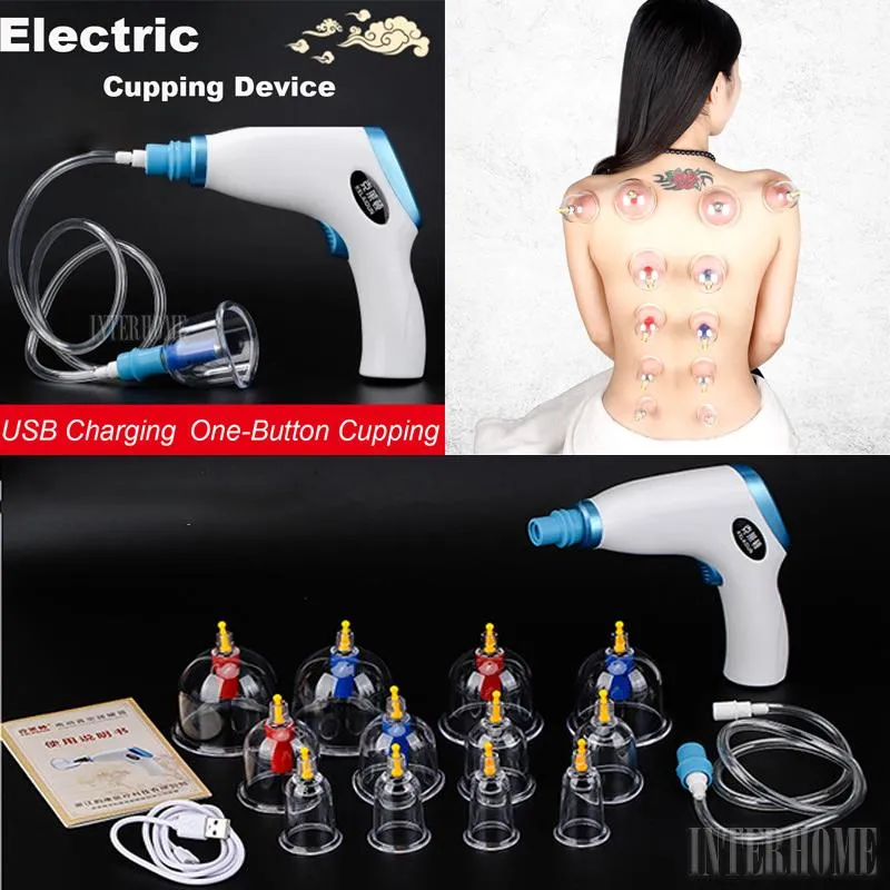Massager Original Electric Vacuum Cupping Device Set Home Acupuncture Magnetic Massage Scraping Cupping Therapy Type With 12 suction cups