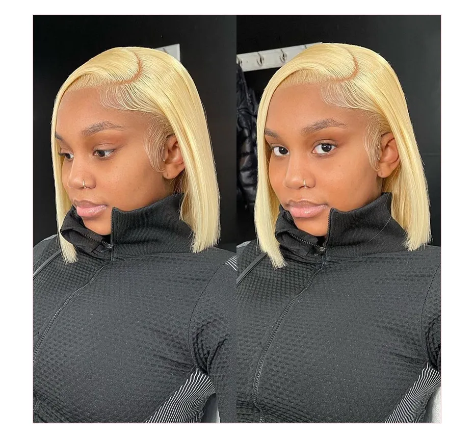 613 Bob Wig 13x4 Bone Straight Lace Front Human Hair Wigs Honey Blonde HD Lace Frontal Wig Glueless Short Bob Wigs