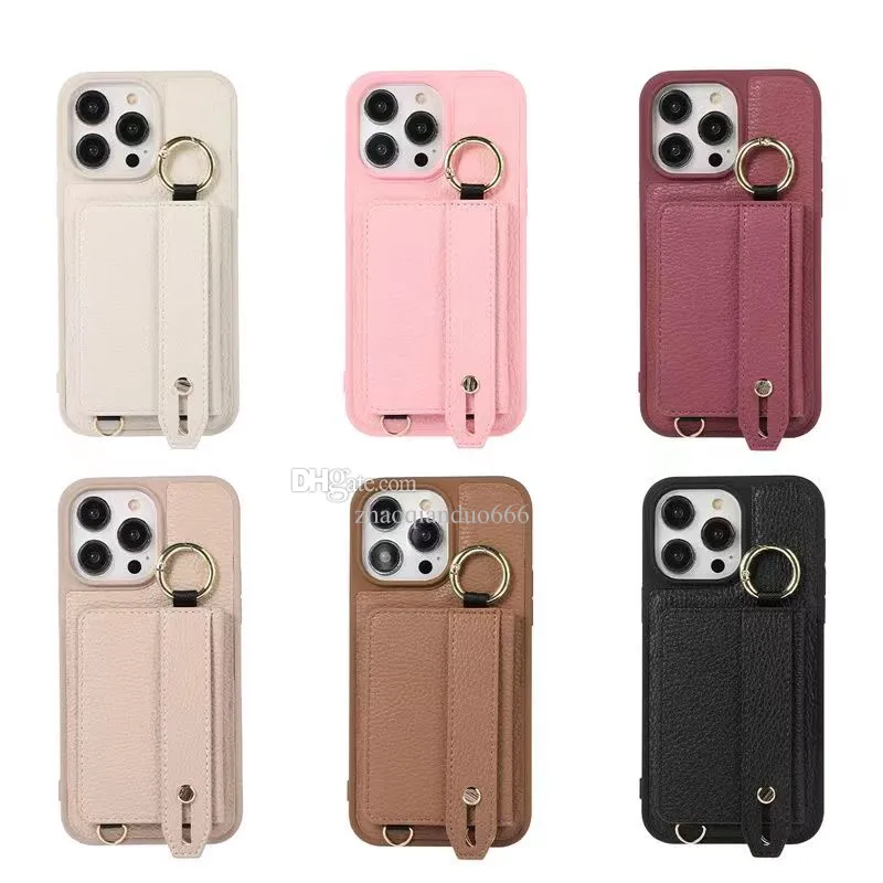 iPhone 14 Pro Max 13 Mini 12セットのデザイナー電話ケース11 Max Plus XS XR X 7 8 6 Plus Coin Purse Strap Holder Anti-Fall Holsthe Phone Caseケース