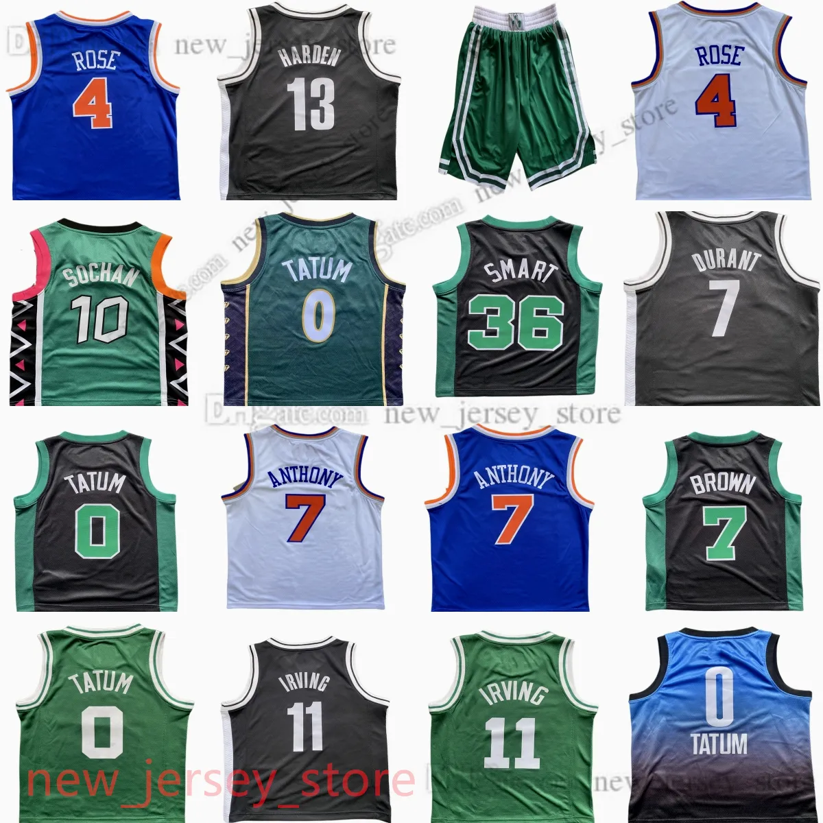 0 Jayson Tatum Jersey Custom Youth Printed Basketball Jersey 7 Jaylen Brown Marcus Smart Derrick Rose Carmelo Anthony Kevin Durant Kyrie Irving Jerseys Shorts S-XL