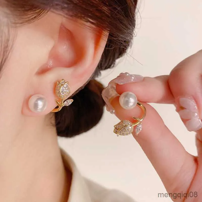 Charme fleur perle boucles d'oreilles pour femmes élégant doux papillon cristal queue de poisson filles exquis bijoux R230603