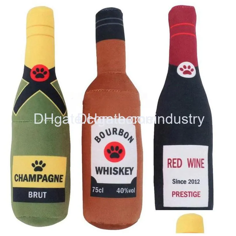 Jouets pour chiens mâche peluche grinçant drôle boisson parodie alcool whisky chiens jouet chiot cadeaux d'anniversaire livraison directe 202 Dhaxg