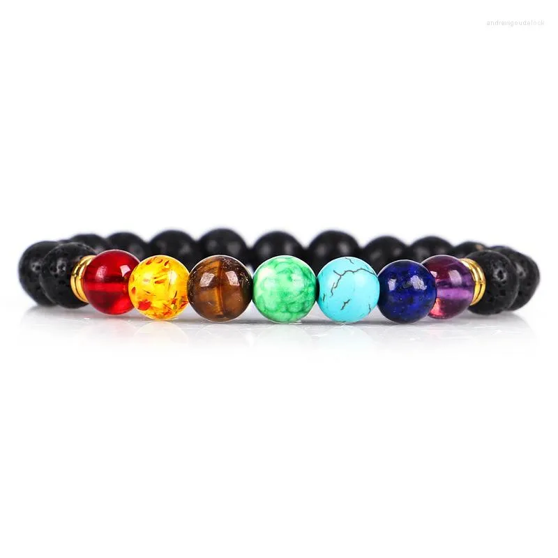 Bracelets porte-bonheur mode 7 Chakra éléphant Bracelet perlé tête de bouddha Mala Bracelet Reiki pierres de prière bijoux