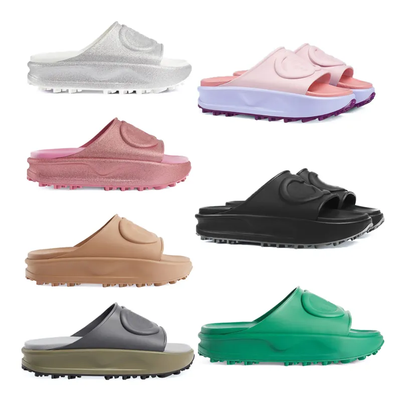 2023 New Women's Slide Sandal med sammanlåsande G Designer Sandaler Platform Slide Women Mens Slippers Flip Flops Summer Shoes Fashion Wide Slipper