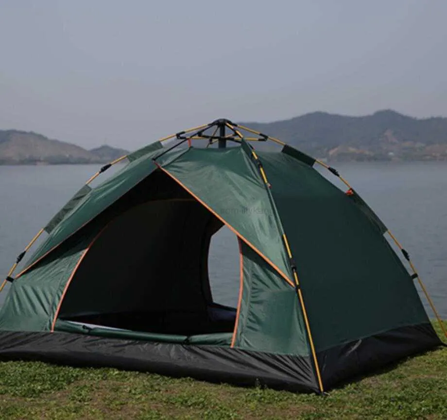 야외 가족 3-4 사람 여행 캠핑 캠핑 텐트 자동 열린 해변 팝업 텐트 보호 가능한 여행 하이킹 배낭 대피소 초경중 방수 그늘