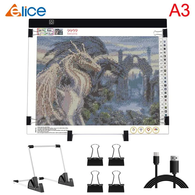 Tablet A3 USB LED Light Pad Artcraft Tracing Light Box Copy Board Tavoletta digitale Pittura Scrittura Tavoletta da disegno Tavola per pittura con diamanti