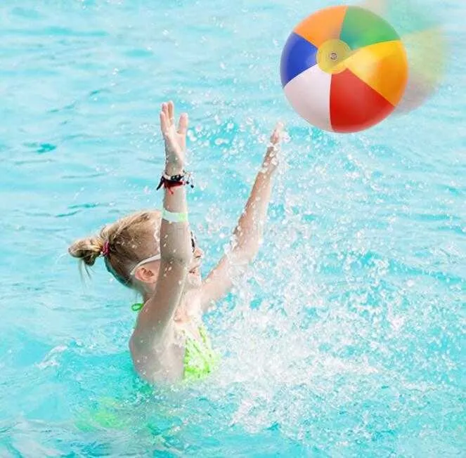 Pallone da spiaggia Nuovo gonfiabile 6 colori Pallone da spiaggia arcobaleno a strisce Pallone da spiaggia per esterni Pallone per sport acquatici per bambini 30 cm