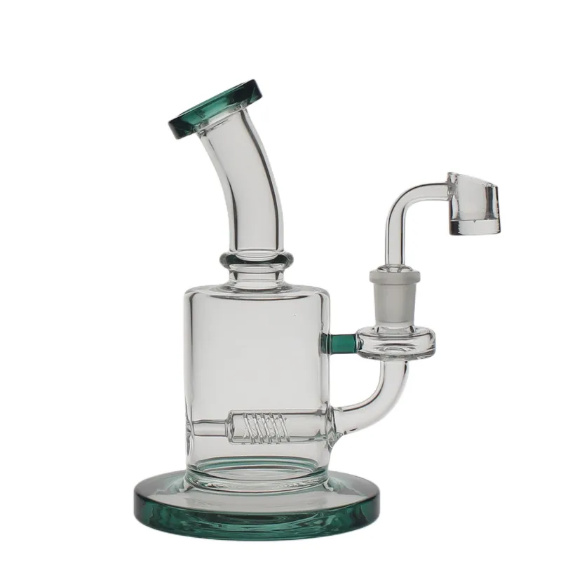 SAML 18cm Tall Heavy Glass Bong Vattenpipor Inline Perc Med sidoslitsar Vattenrör Dab rig Honeycomb Bubbler fog storlek 14,4mm Med Quartz Nall PG3055