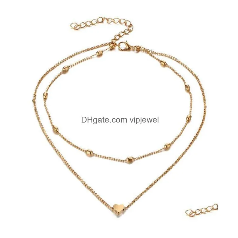 Pendentif Colliers Simple Or Amour Coeur Collier Pour Femmes Mtilayer Boule Cou Déclaration Drop Delivery Bijoux Pendentifs Dhbsr