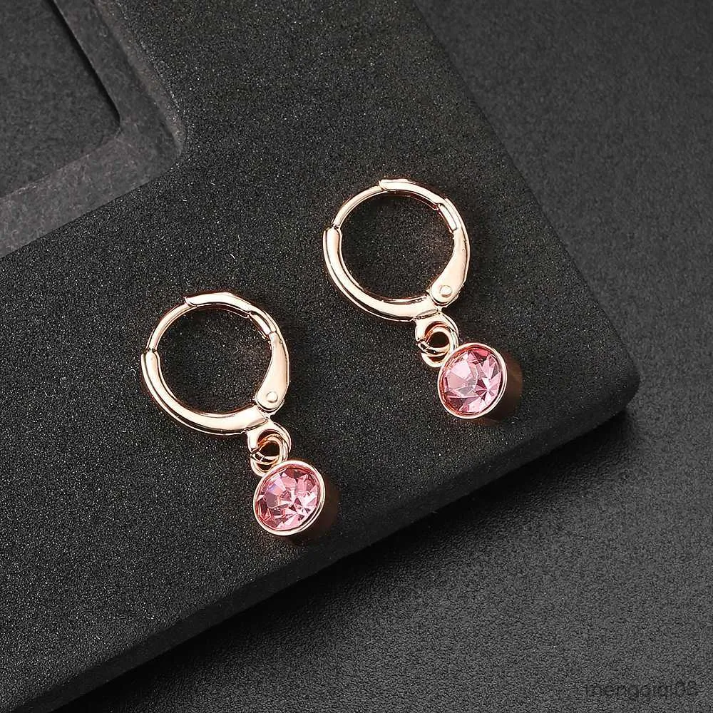 Charm Crystal Drop Küpe Kadınlar için Külük Gül Altın Renk Pembe Açık Moda Takı Kız Xmas R230603