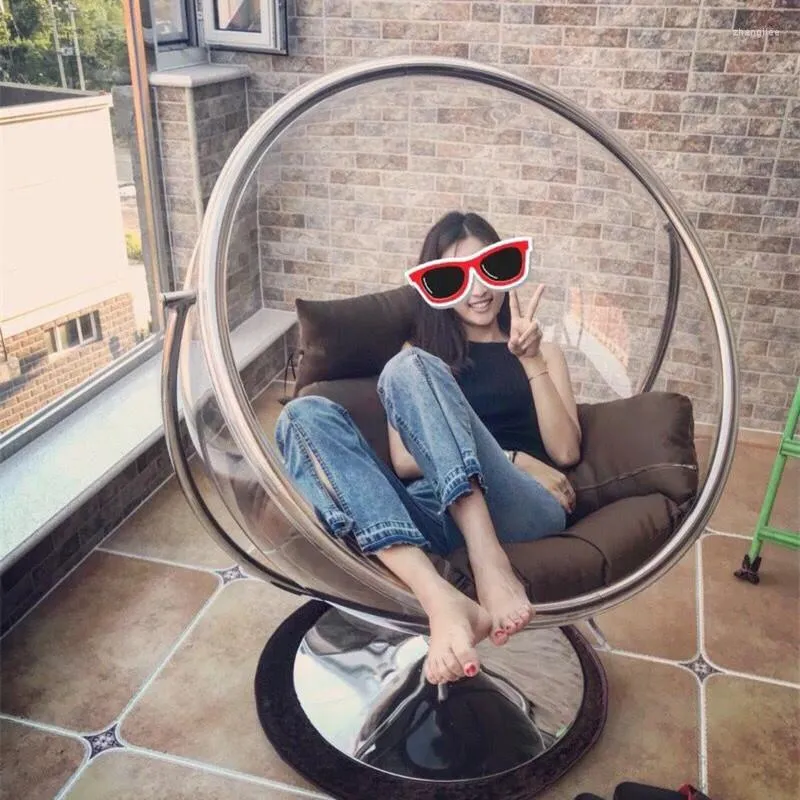 DHgate Hanging Clear Glass Floor Swing Ball Chair Home Garden Transparent Pod Seat Sports Outdoors