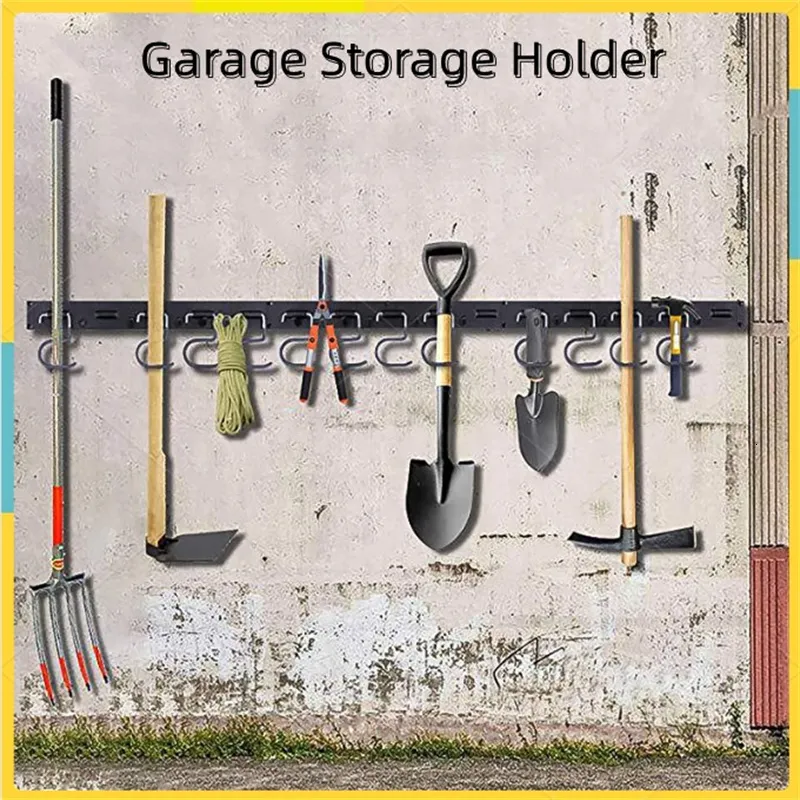 Hooks Rails 48 Inch Adjustable 12 Hooks Wall Holder Tool Storage System Garage Storages Garden Tools Multi-Purposes Organizer Racks 230603