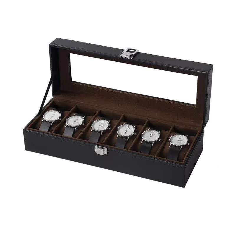 Caja de reloj Expositor Estuche de almacenamiento: Cajas de relojes para  hombre Organizador 12 ranuras Soporte de joyería de cuero Black Pu - Caja  de reloj de pulsera de regalo Cajas de