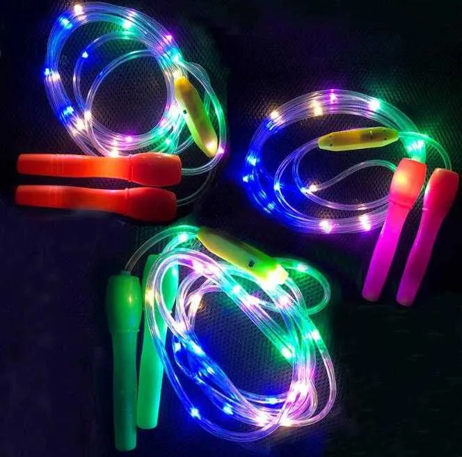 Cordas de pular led piscando corda de pular 3 modos luzes corda pular exercício equipamento de fitness para crianças adulto presente do festival de natal