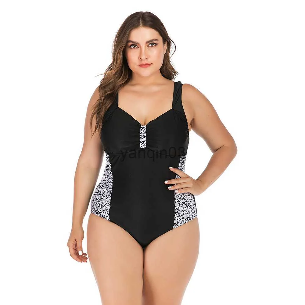 Womens Sexy Leopard Large Plus Size 5XL Swimwear Women One Piece Swimsuit For Fat Lady Beach Bathing Swiming Suits Biquini Female J2306035