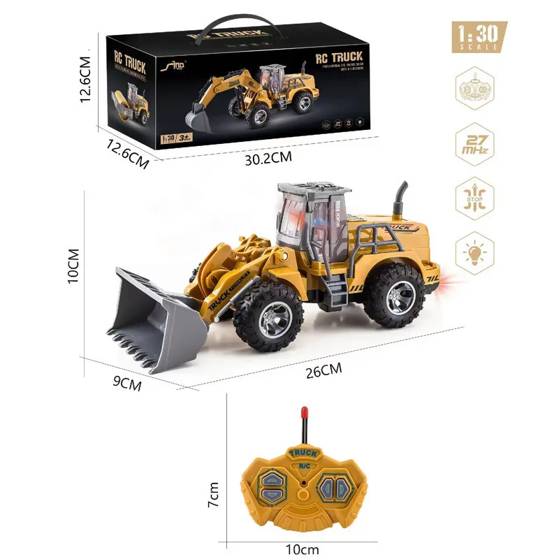 ElectricRC Car RC Car Tobil 1 30 Wheel Shovel Loader 6ch 4WD Metal Remote Control Bulldozer Construction Fordon för pojkar Hobby Toy Gifts 230602