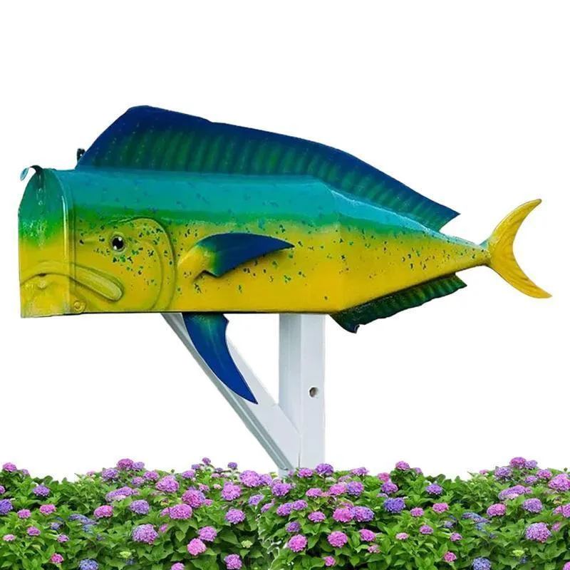 Garden Decorations Fish Mailbox Metal Funny Post Letter Box For
