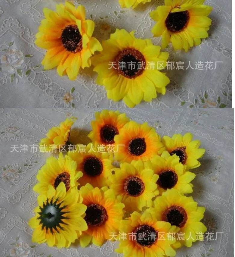 Gratis frakt 7cm DIY Sunflower Head, Artificial Flowers, Hair Clip Ornaments