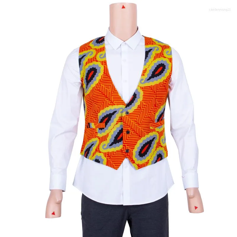 Ethnic Clothing In Stock Men African Clothes Sleeveless Vest Wax Print Tops XH051