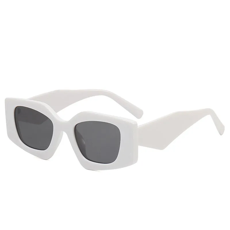 Designer Retro Cat Eye Lunettes de soleil carrées polarisées Lunettes de soleil pour hommes et femmes Lunettes de soleil de luxe UV400 Anti-reflet Large Full Frame Sports d'été Plage Blanc Gris