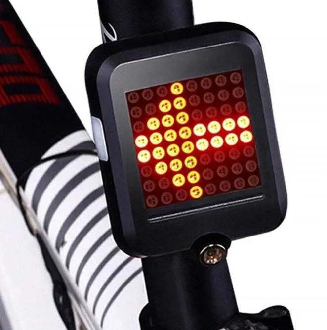 Cykel smart bakljus USB -laddningsbar säkerhetsvarning baklampor Turnersignalbelysning Cykel LED -indikator Ljus Intelligent induktion Bromslampan Alkingline