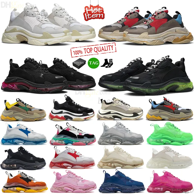 triple s 17fw Clear Sole paris triples Löparskor nylon för män kvinnor tess.s designer sneakers sneaker Lyx Herr Dam plattform casual sko svart vitt läder