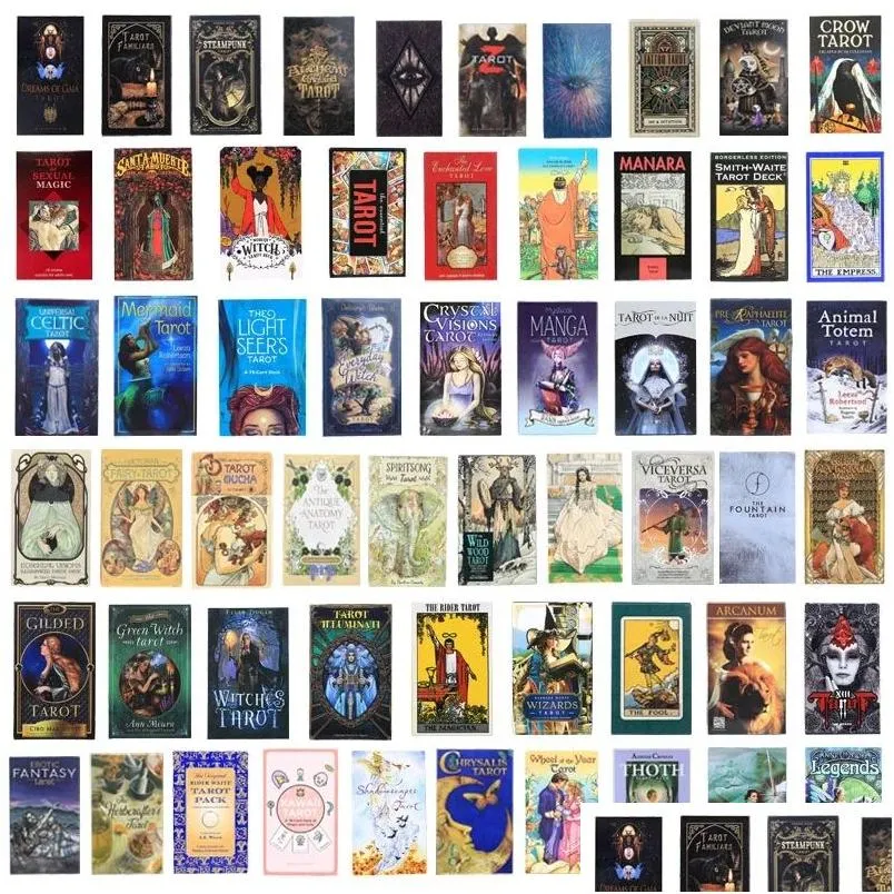 Kaartspellen 200 Style Tarot Cards Oracle Golden Art Nouveau The Green Witch Celtic Thelema Steampunk Board Deck Drop Delivery Toys Gi Dh8Pp