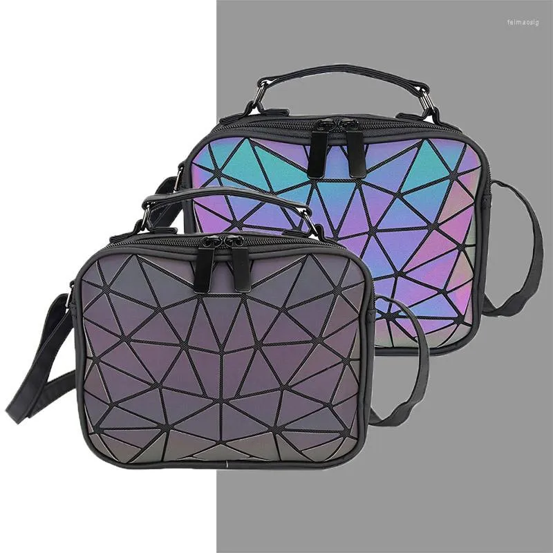 Evening Bags Women Laser Luminous Holographic Handbags Crossbody For 2023 Shoulder Bag Geometric Plaid Hologram Small Square