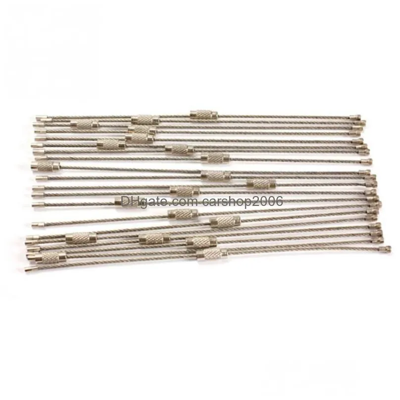 20pcs/set 15cm stainless steel wire keychain cable key ring for outdoor sport camping hunting