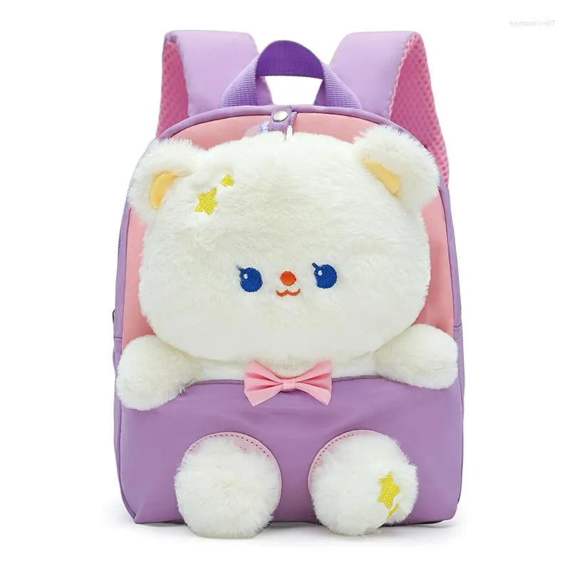 School Bags Children's Kindergarten Schoolbag Boys And Girls Backpack Cute Cartoon Bear Plush Doll Wholesale