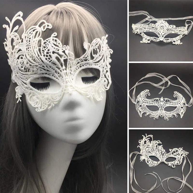 Sleep Masks Half Face White Lace Mask Women Girls Sexy Fox Eye Masks Masquerade Party Fancy Dress Cosplay Costume Venetian Masquerade Masks J230602