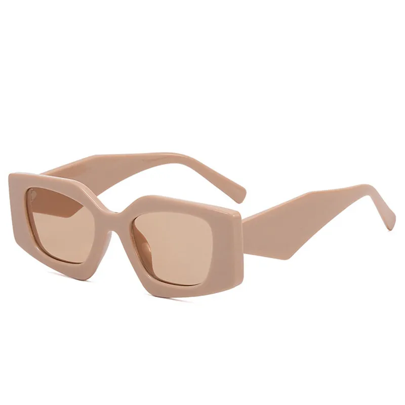 Designer Retro Cat Eye Lunettes de soleil carrées polarisées pour hommes Femmes Lunettes de soleil de luxe UV400 Anti-reflet Grand plein cadre Sports d'été Plage Beige Thé