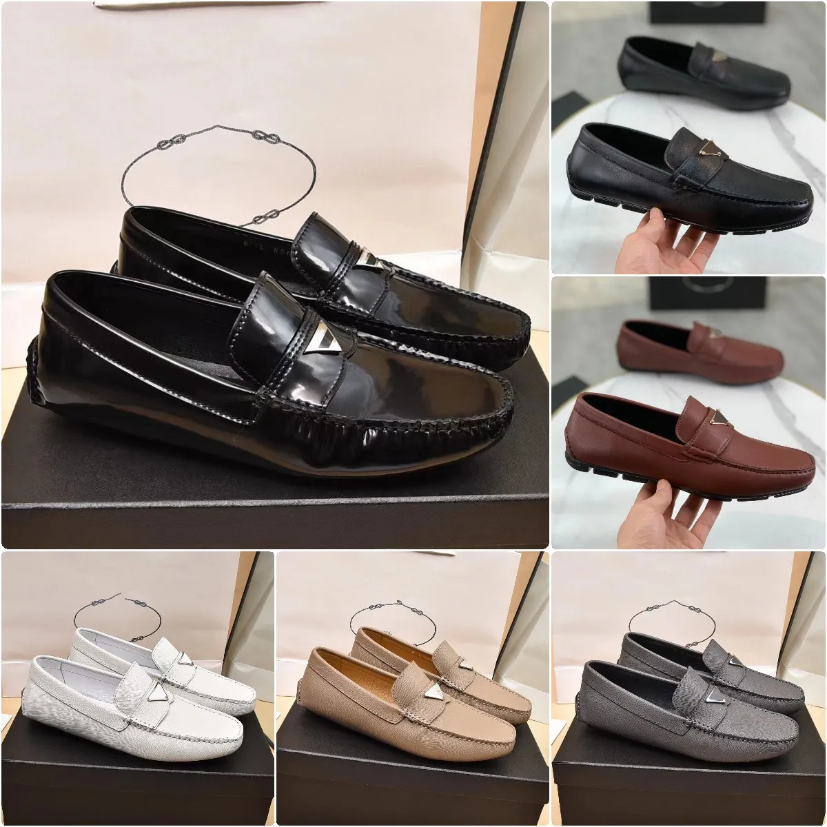 2023 New Men Saffiano Leather Driver loafers Designer High quality Bean shoes Classic Fashion cowhide sheepskin leisure loafers Shoes Size 38-45