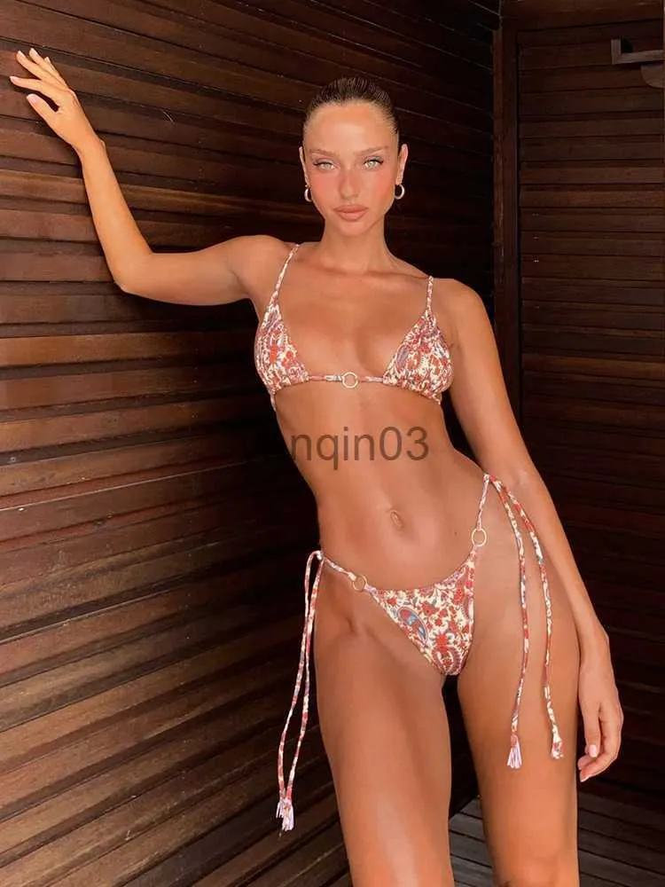 Женские купальники Zrtak 2023 Bikinis Micro Thongs Swimsuit Женщины для купания костюмы Biquinis Bangage Packwear Print Print Sexy Bikini Sets J230603