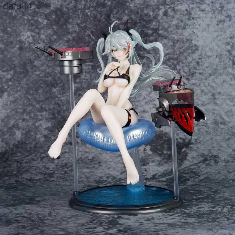 Anime Sexiga flickor figurerar Azur Lane Prinz Eugen Swimsuit ver. PVC Action Figure Game Statue Collectible Game Model Toys Doll Gift L230522