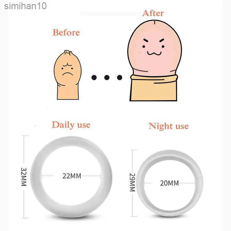 Penis Sex Toys for Men Daily/night Cock Massager 2pcs Silicone Male Foreskin Corrector Resistance Ring Delay Ejaculation L230518
